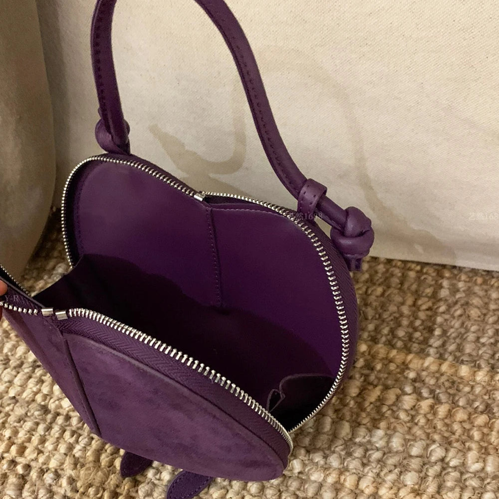 Luxury Suede Leather Heart Handbag Elegant Vintage Love Heart Women Shoulder Bag 2026 Fashion Trend Party Evening Top Handle Bag